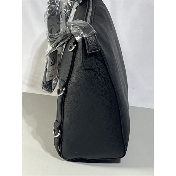 Tahari Avery Vegan Leather Hobo Bag Shoulder Crossbody Bag Black Zip Top Large - Picture 3 of 10
